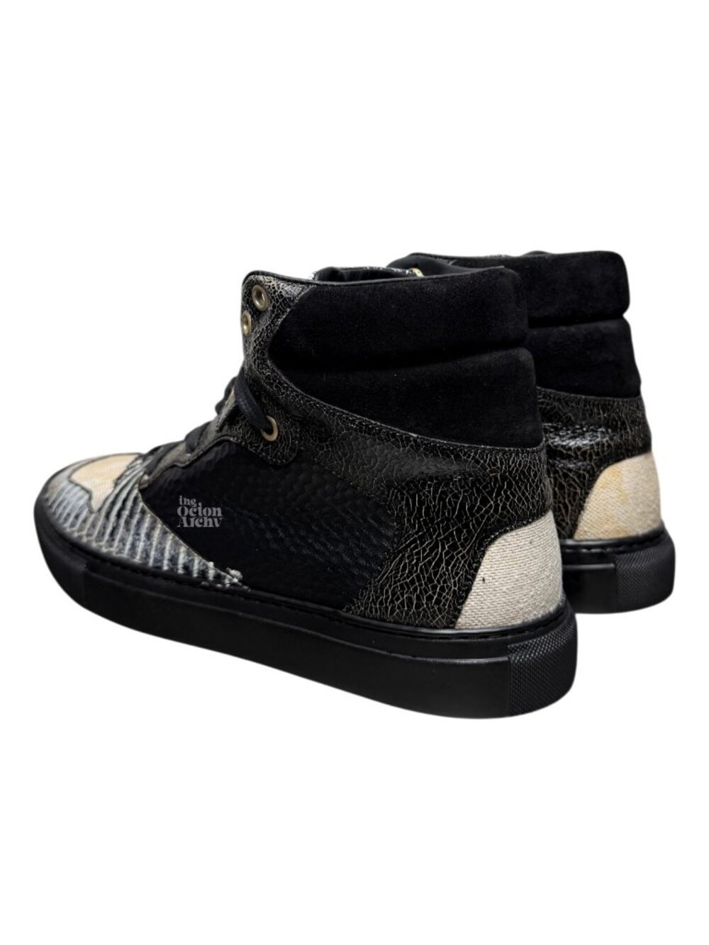 Vintage Balenciaga High Top Sneaker Black/Snakeskin Mismatched Sizes (40L & 41R) - Picture 3 of 14